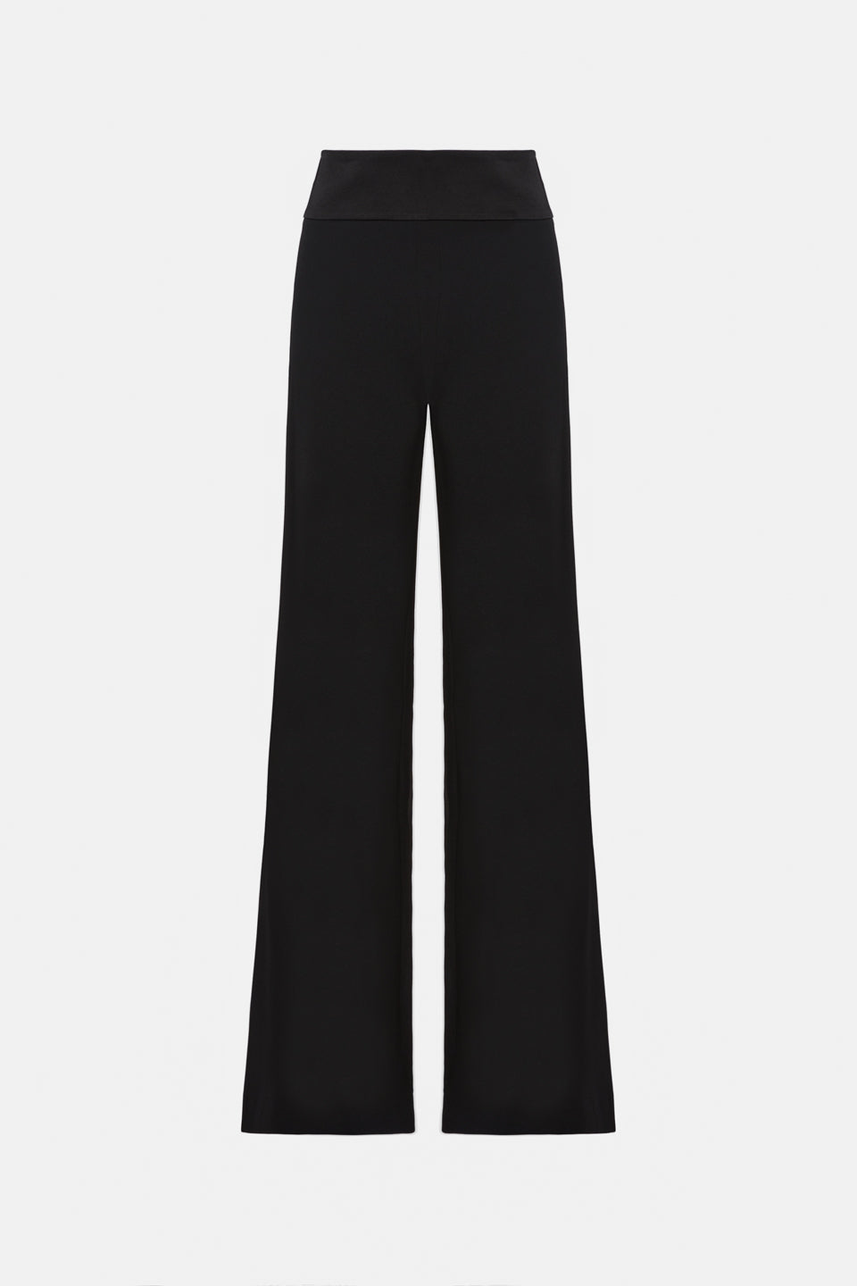 Wide Leg Crepe Trousers - Black