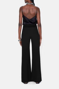 Wide Leg Crepe Trousers - Black