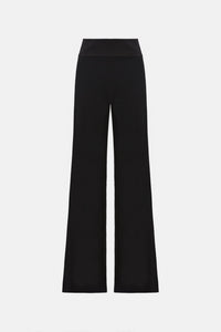 Wide Leg Crepe Trousers - Black