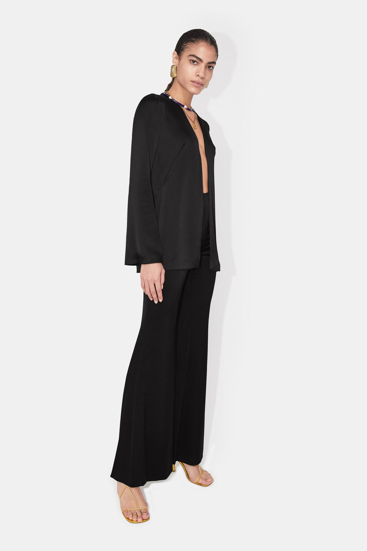 Satin Slip Jacket - Black