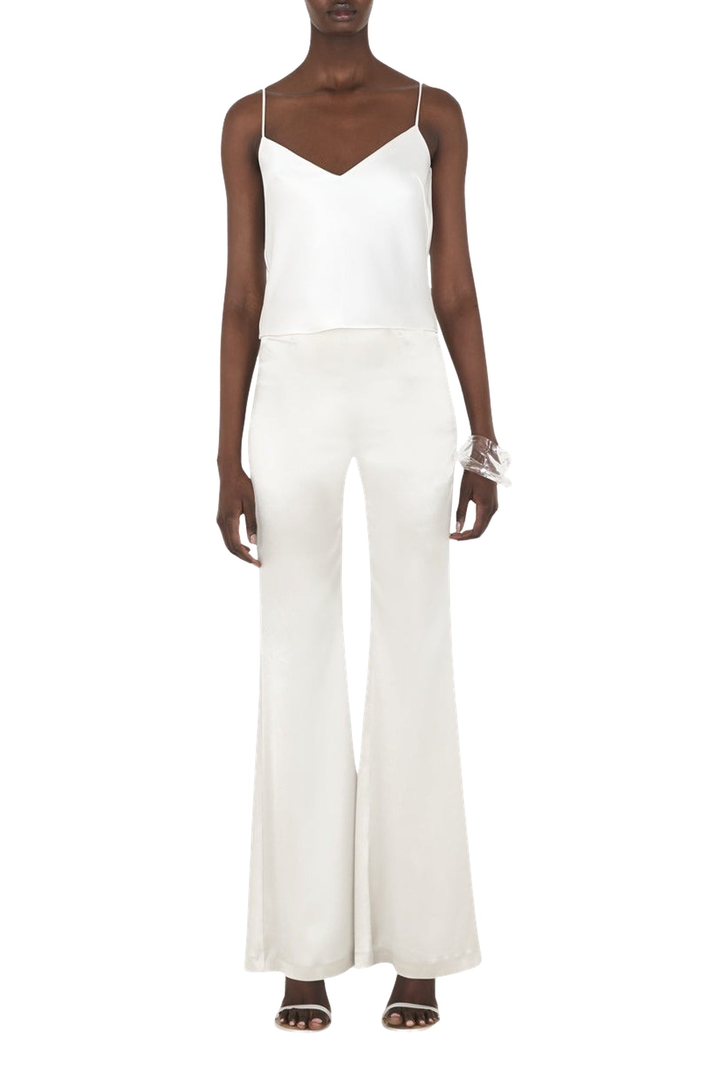 Pantalon taille haute en satin Atruvia - Platinum