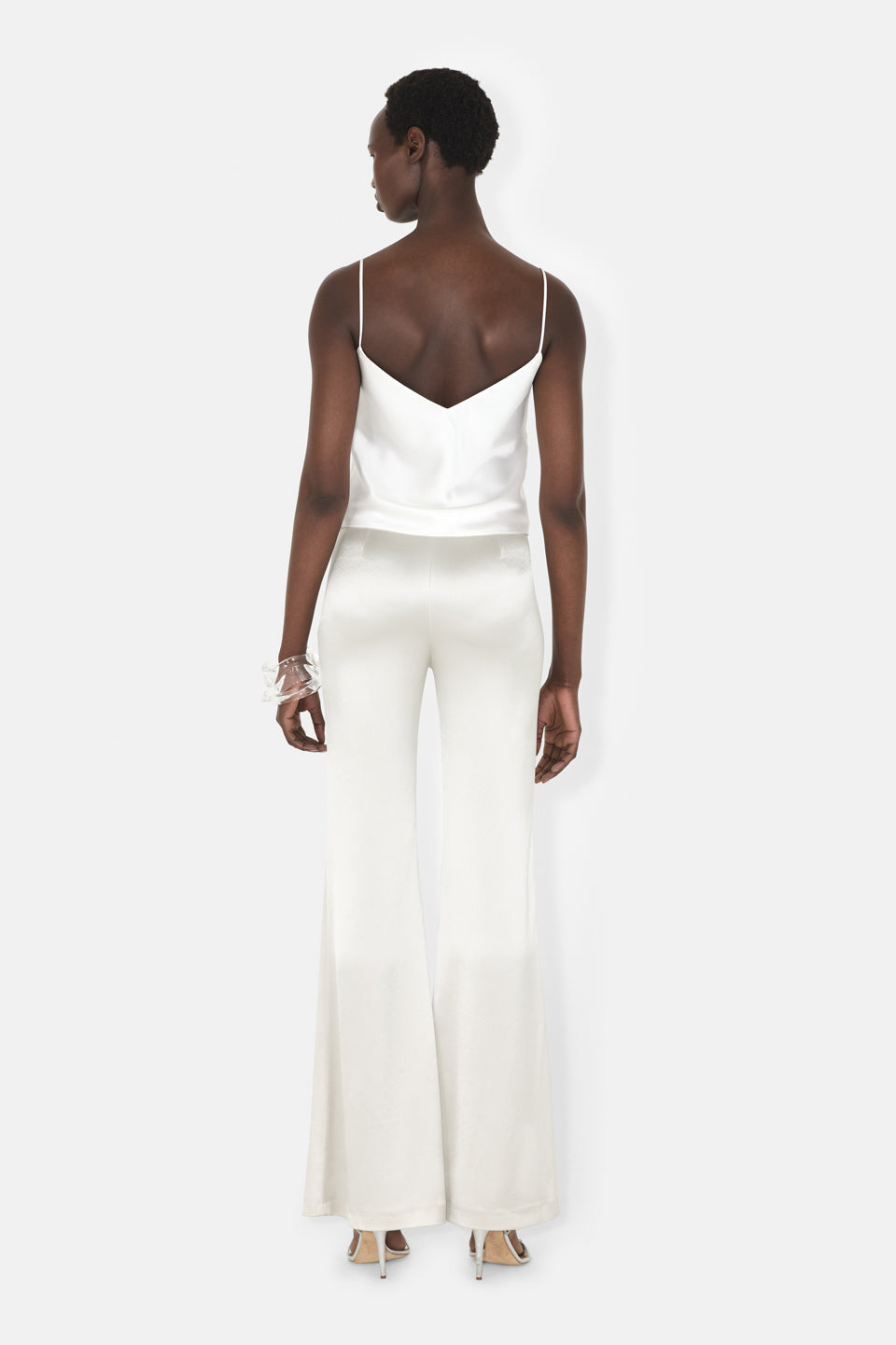 Pantalon taille haute en satin Atruvia - Platinum