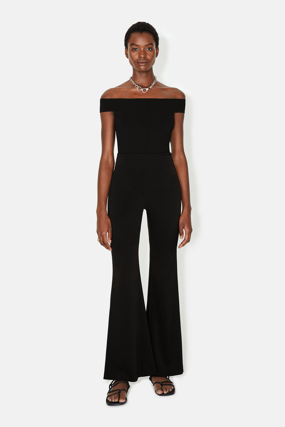 High Waisted Satin Trouser - Black