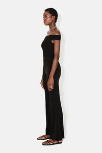 High Waisted Satin Trouser - Black