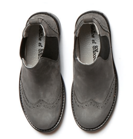 Bottines en cuir - Gris Chiné Foncé