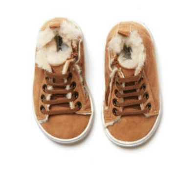 Leather high-top trainers - Beige