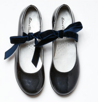 Patent leather ballerinas with bow - Navy