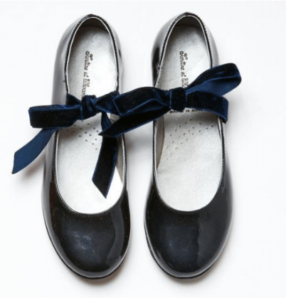 Patent leather ballerinas with bow - Navy