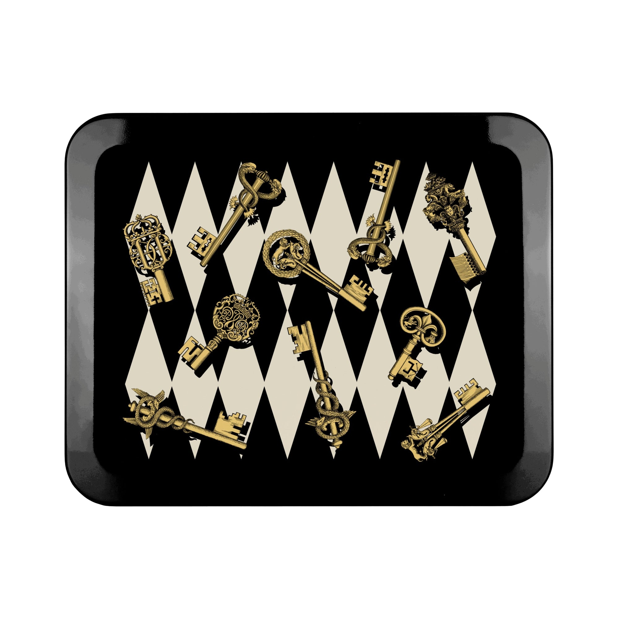 Chiavi oro e Rombi tray - Black & White