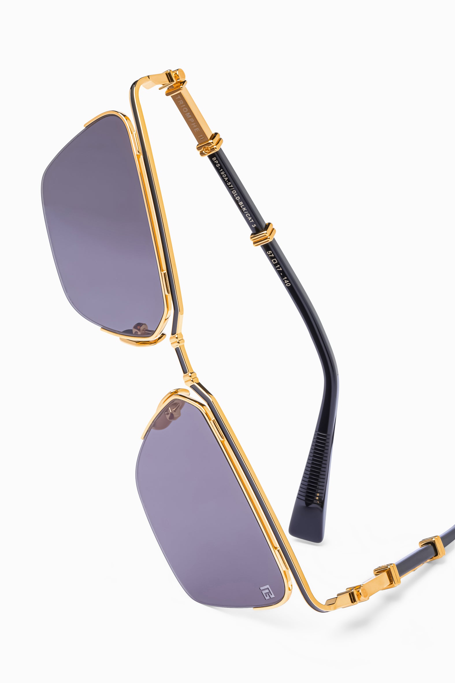 Gold Black Enamel Black TRIOMPHE II Lunettes de soleil