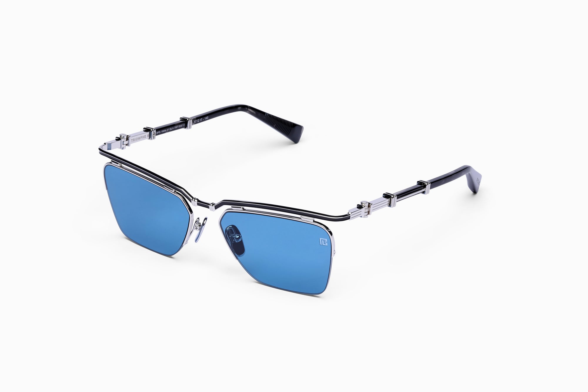Silver Black Enamel Crystal Black Havana TRIOMPHE II Lunettes de soleil