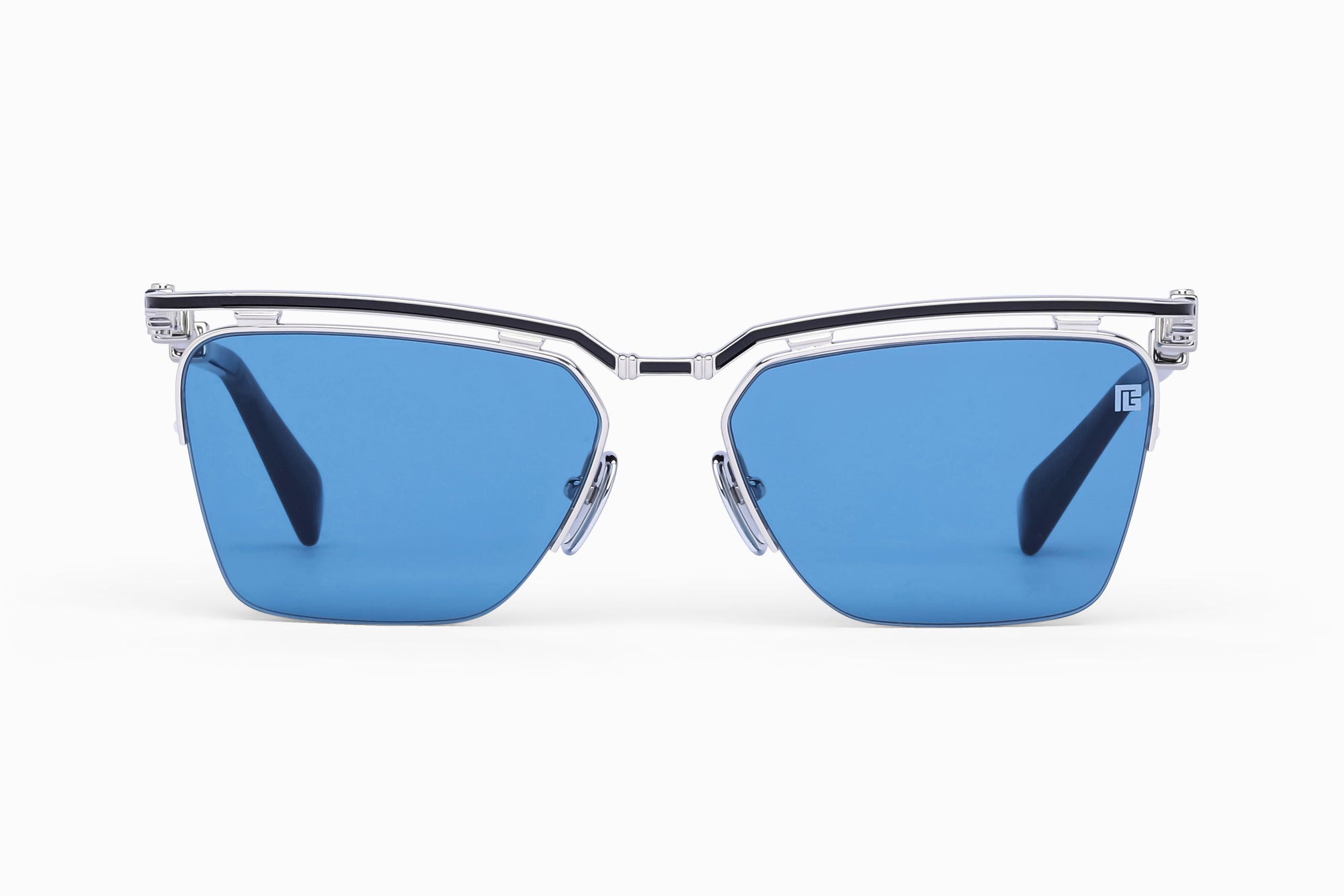 Silver Black Enamel Crystal Black Havana TRIOMPHE II Lunettes de soleil