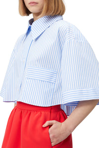 Chemise courte à rayures - Blue