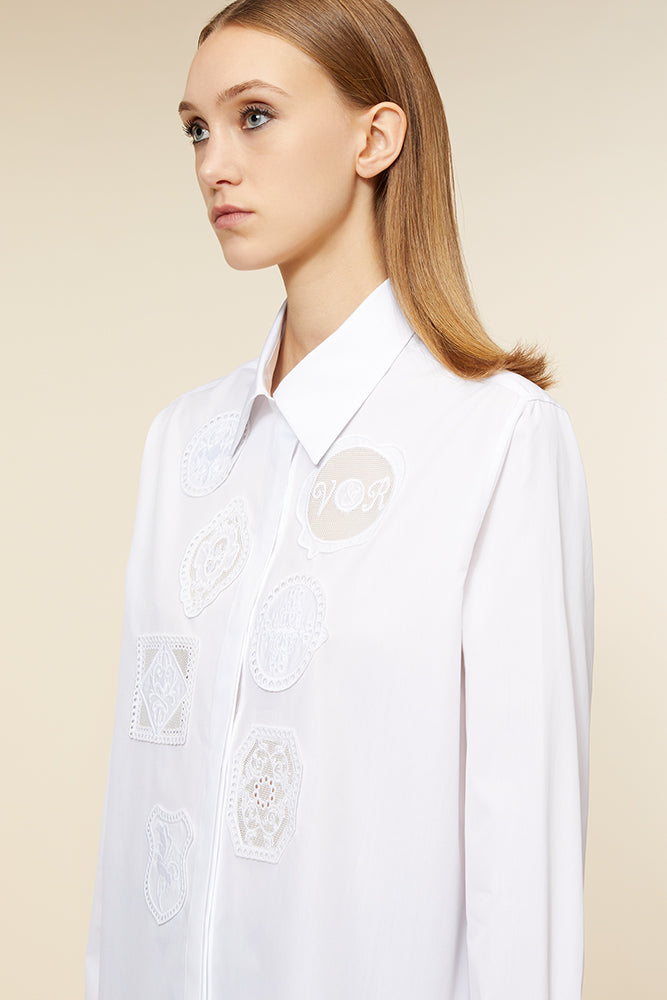 White / EMBROIDERY PATCH SHIRT