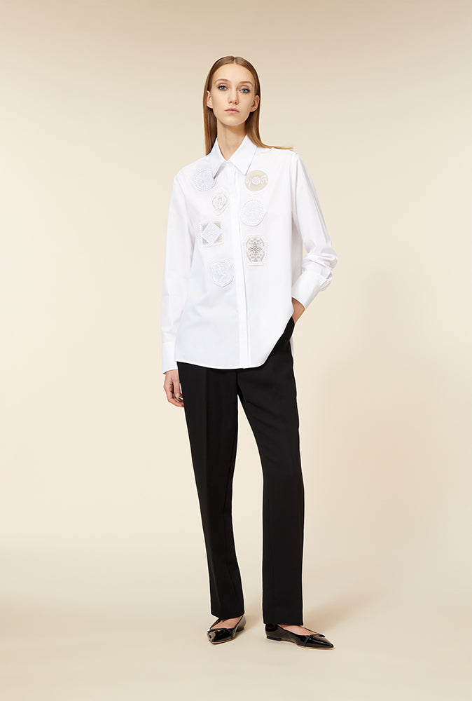 White / EMBROIDERY PATCH SHIRT