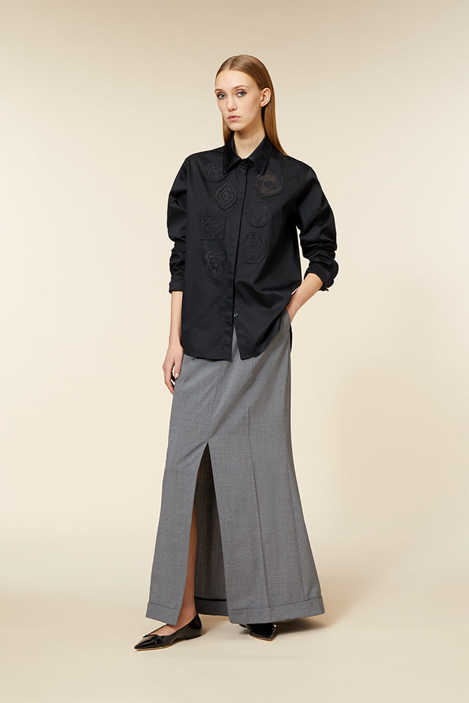 Black / EMBROIDERY PATCH SHIRT