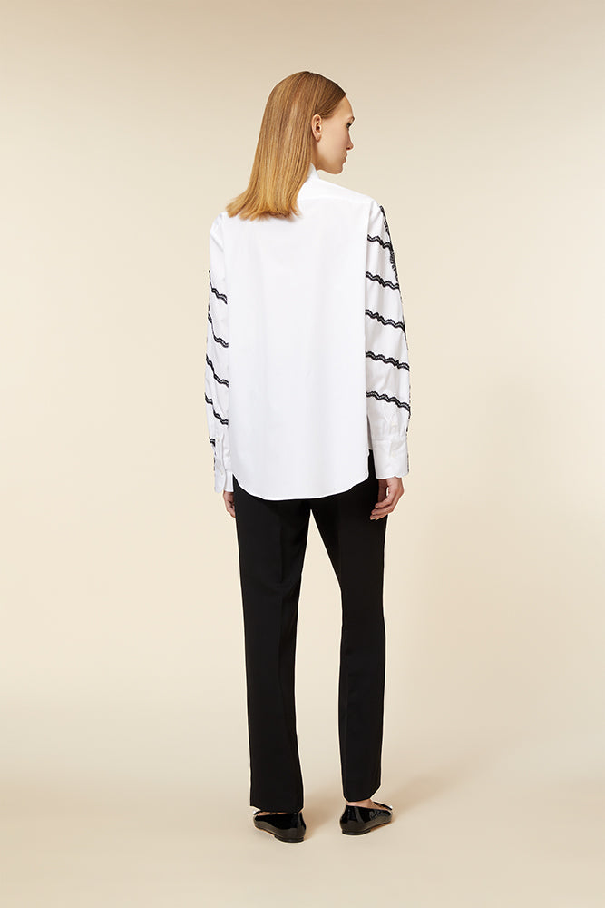 White / LACE APPLIQUE SHIRT