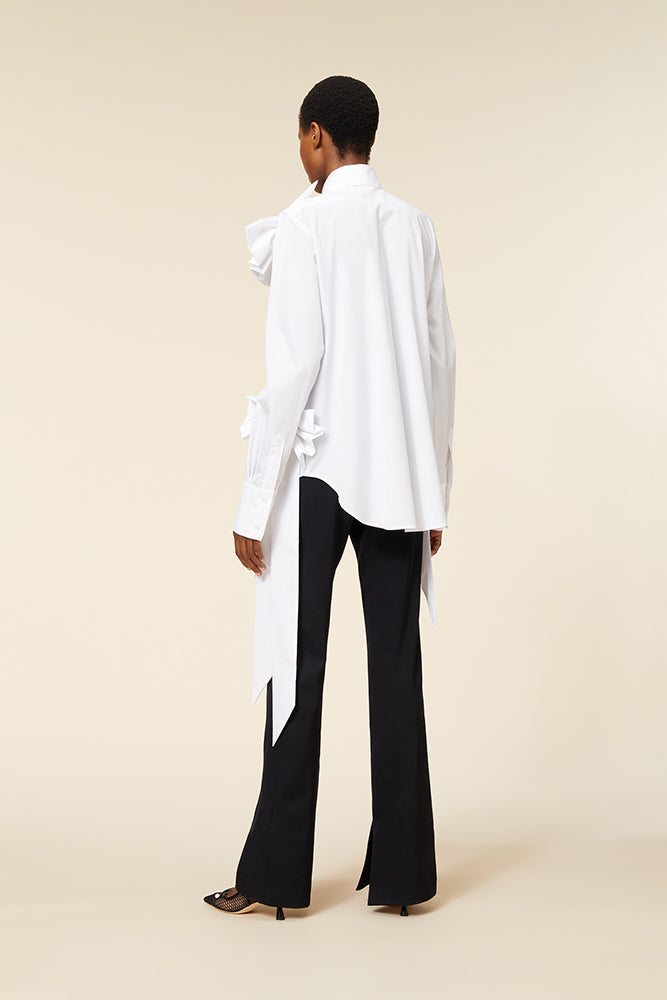White / DRAPE BOW SHIRT