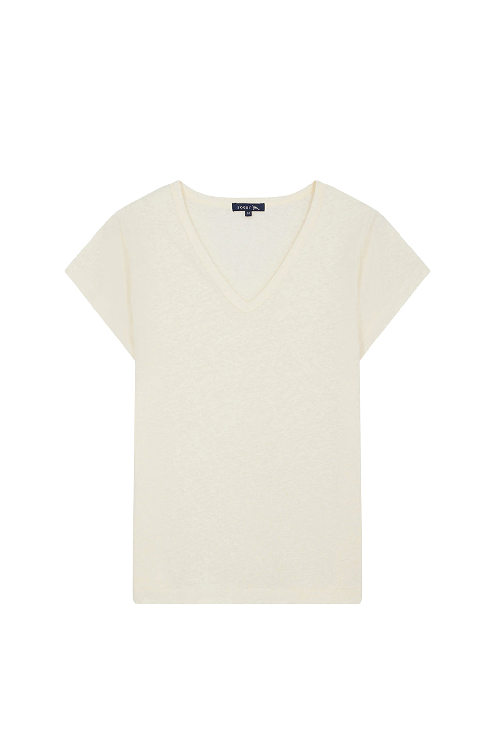 Dominique short-sleeved T-shirt in linen blend - Ecru