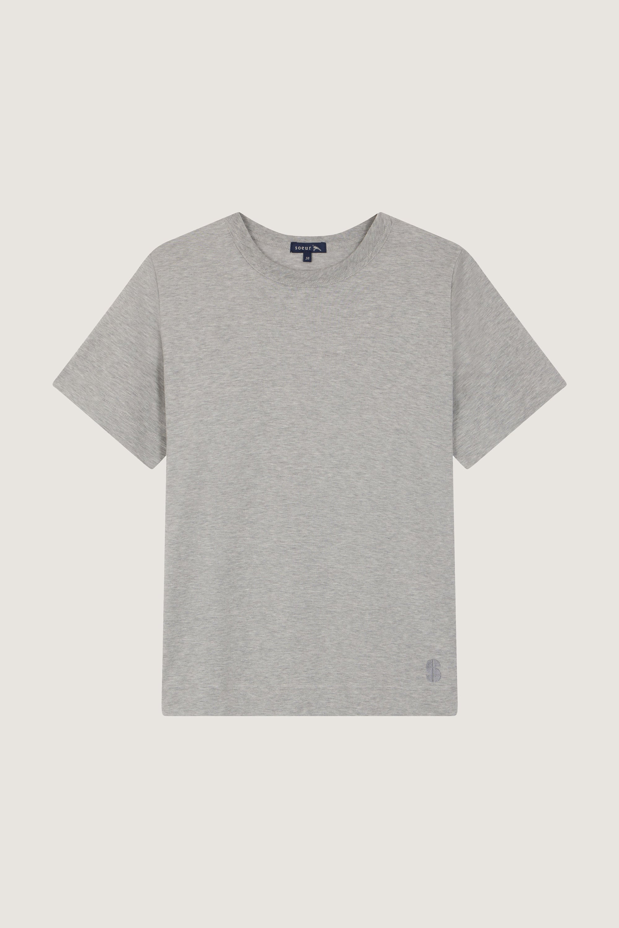 GRIS CHINE _ Tee-Shirt Basic en coton - Gris chine