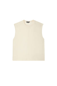 T-shirt Apolline sans manches en coton - Écru