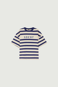 ECRU/MARINE TSHIRT MANCHES COURTES ADAM
