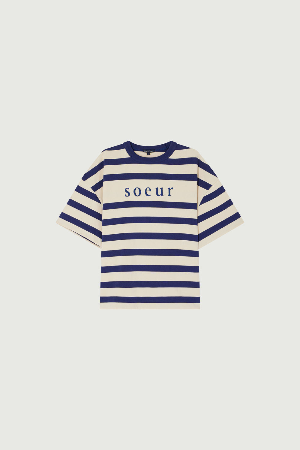 ECRU/MARINE TSHIRT MANCHES COURTES ADAM