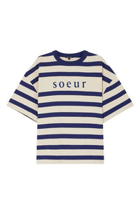 T-shirt Adam à manches courtes en coton - Écru & Marine
