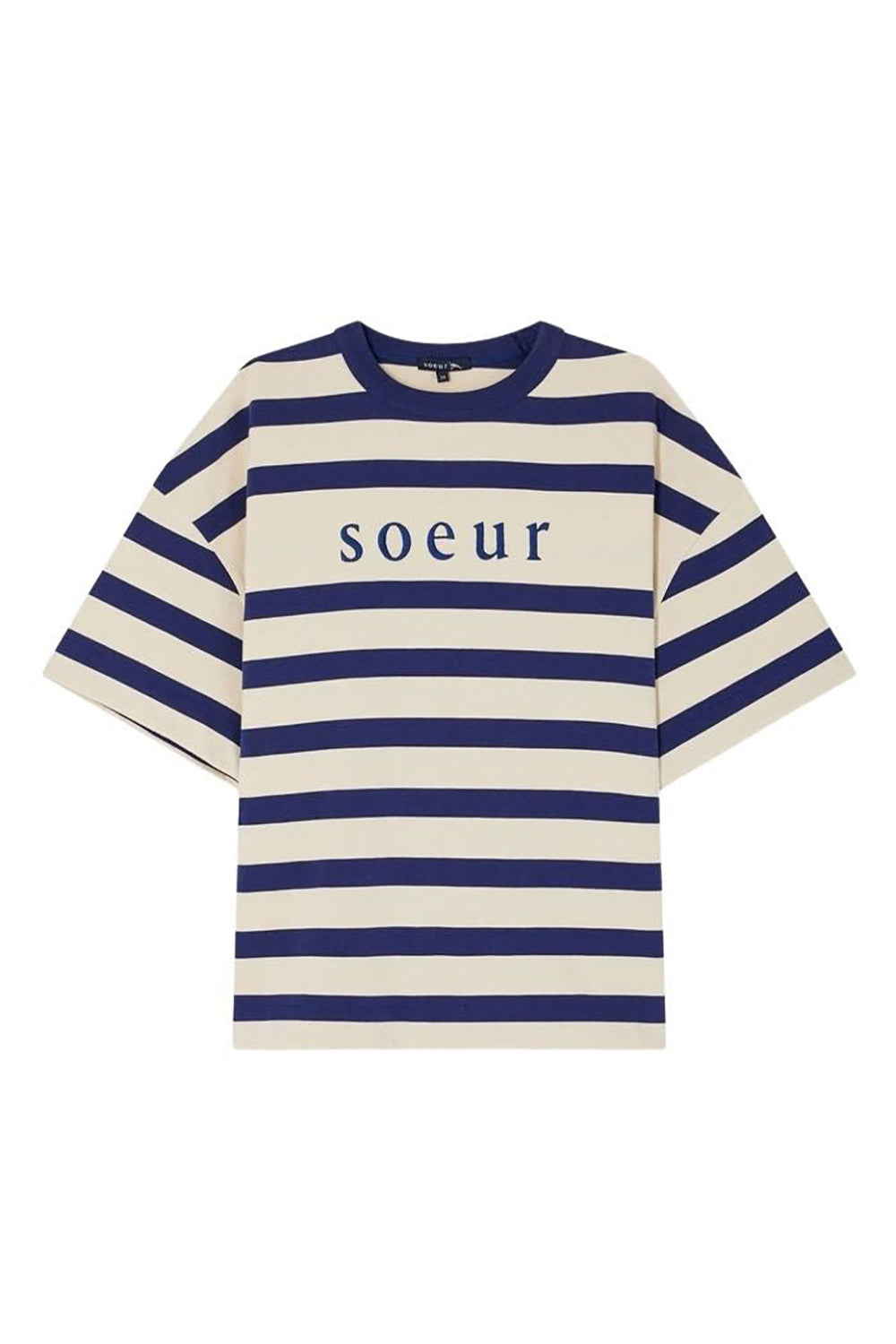 T-shirt Adam à manches courtes en coton - Écru & Marine