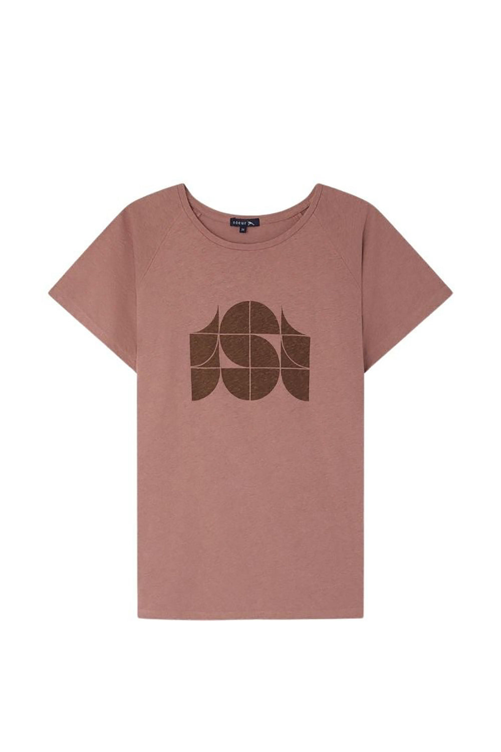 T-shirt Val à manches courtes en lin mélangé - Vieux Rose
