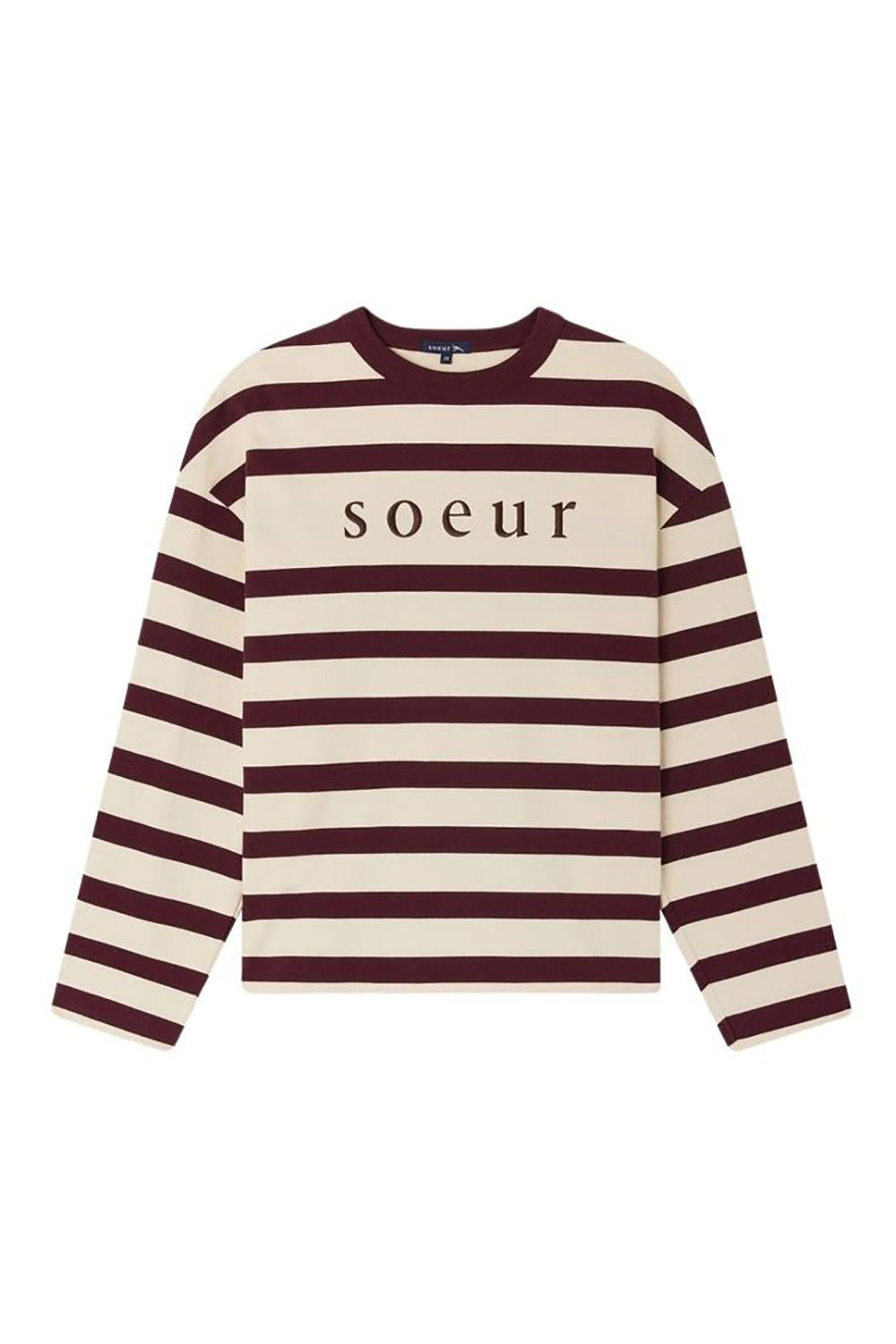 T-shirt Archie à manches longues en coton - Écru & Prune