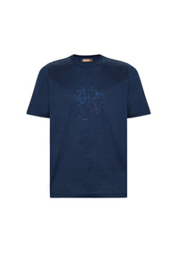 T-shirt à broderie texturé en cuir exotique - Bleu
