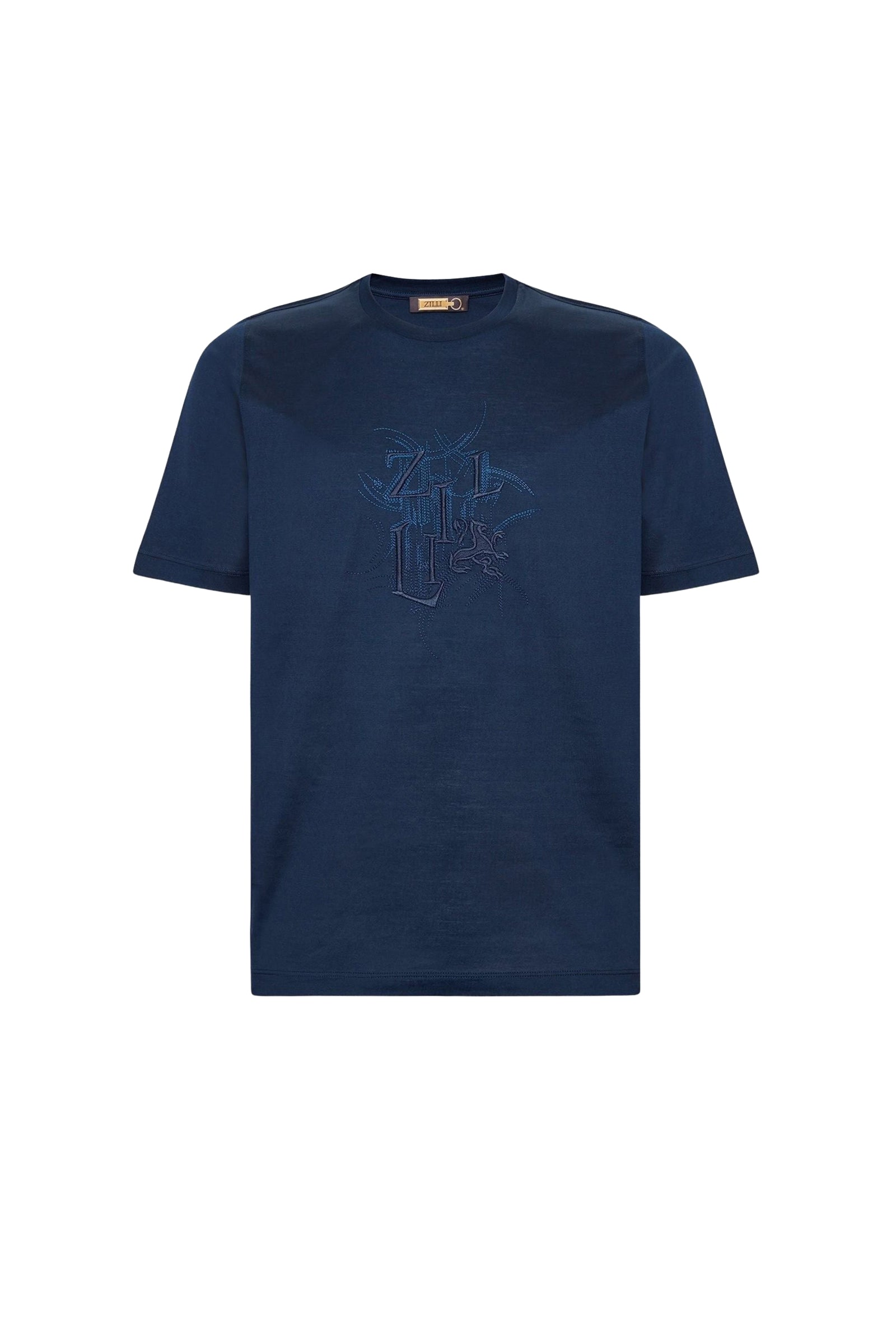 T-shirt à broderie texturé en cuir exotique - Bleu