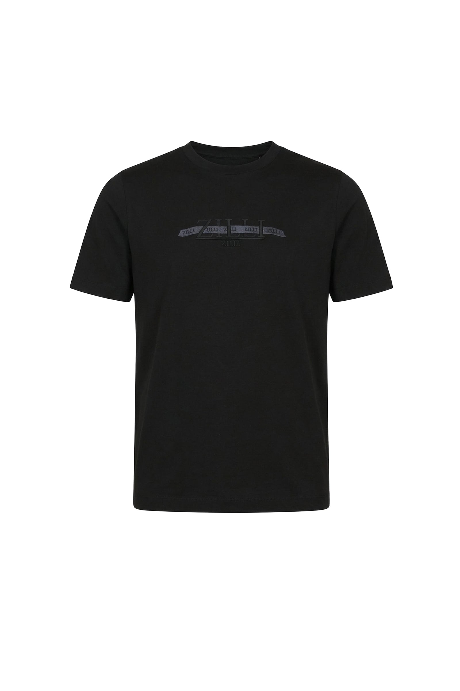 Round-neck T-shirt with embroidered motif - Black