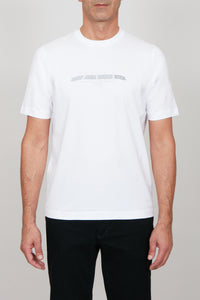 T-shirt à motif graphique texturé - Blanc & Gris