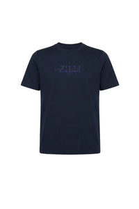 T-shirt à broderie graphique ton sur ton - Bleu