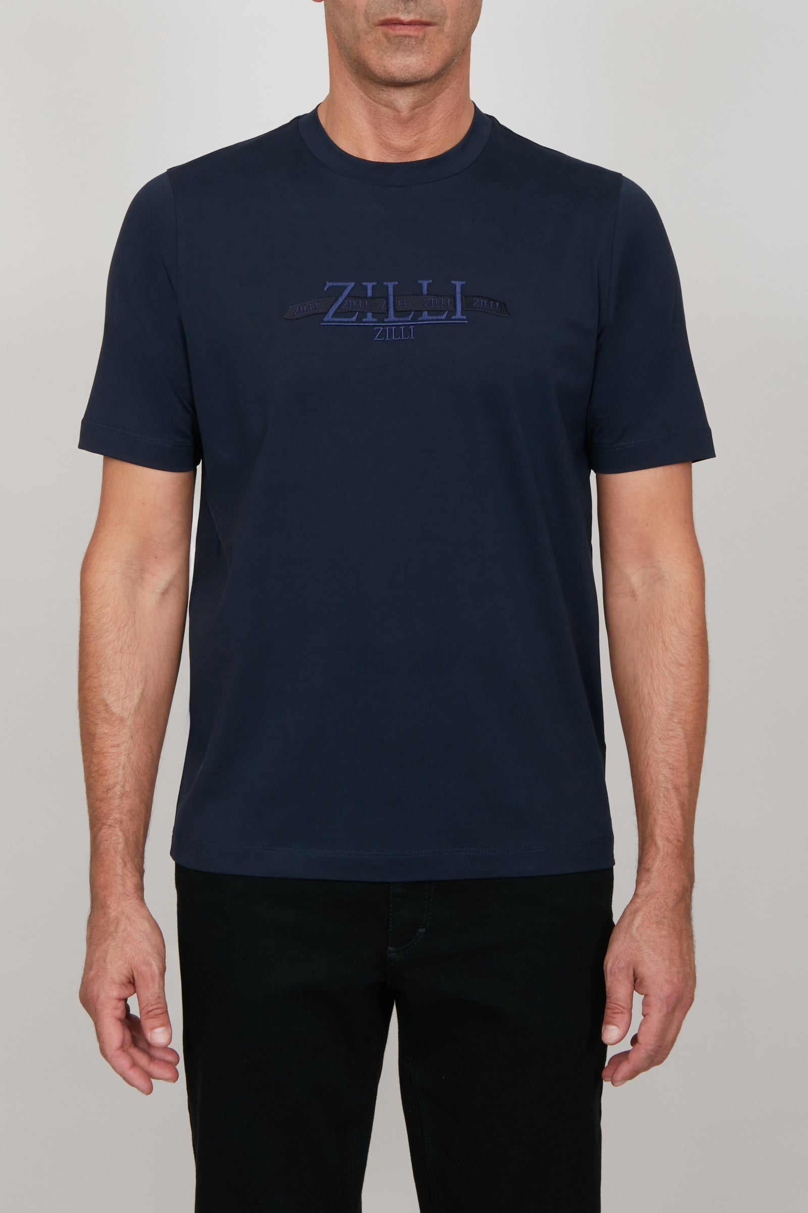 T-shirt à broderie graphique ton sur ton - Bleu