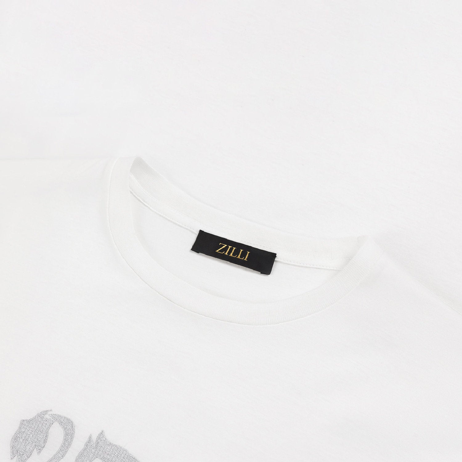 T-shirt avec motif graphique à strass - Blanc & Argenté