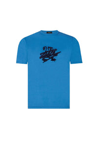 T-shirt à motif graphique texturé - Bleu & Noir