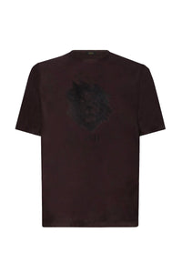 T-shirt à motif graphique texturé - Bordeaux & Noir