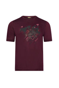 T-shirt à motif graphique pied-de-poule - Bordeaux