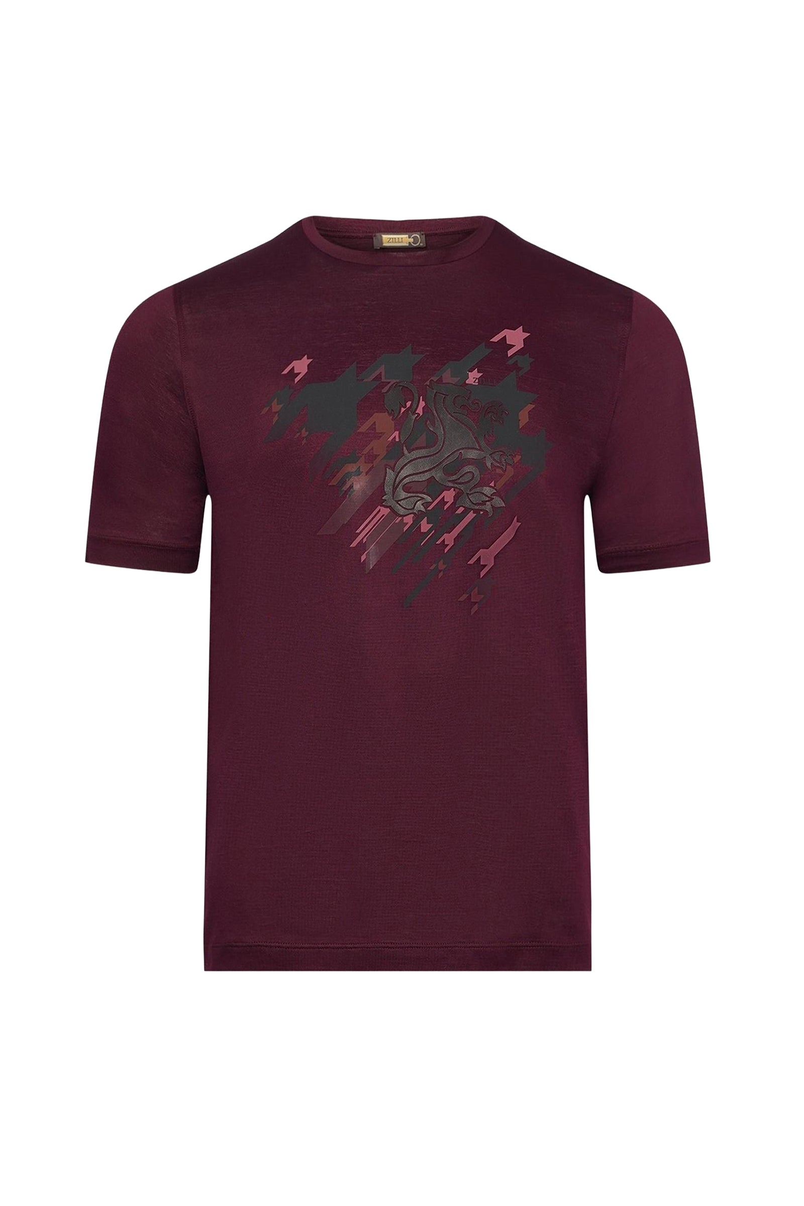 T-shirt à motif graphique pied-de-poule - Bordeaux