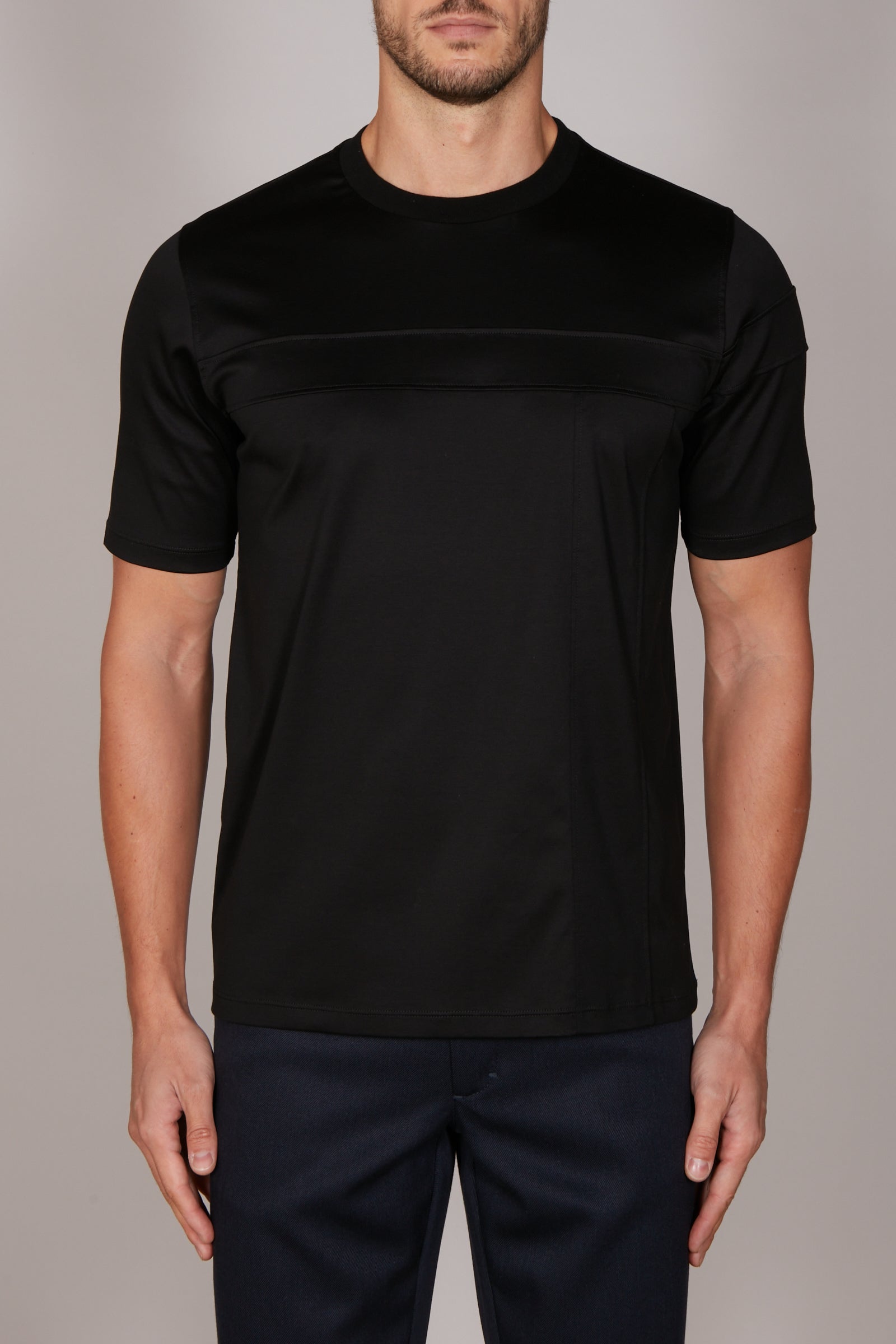 T-shirt à empiècements texturés - Noir
