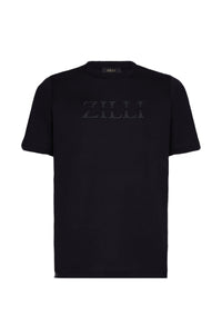 T-shirt with embroidered logo and design - Black