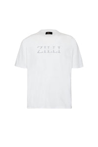T-shirt à logo brodé avec motif rayé - Blanc