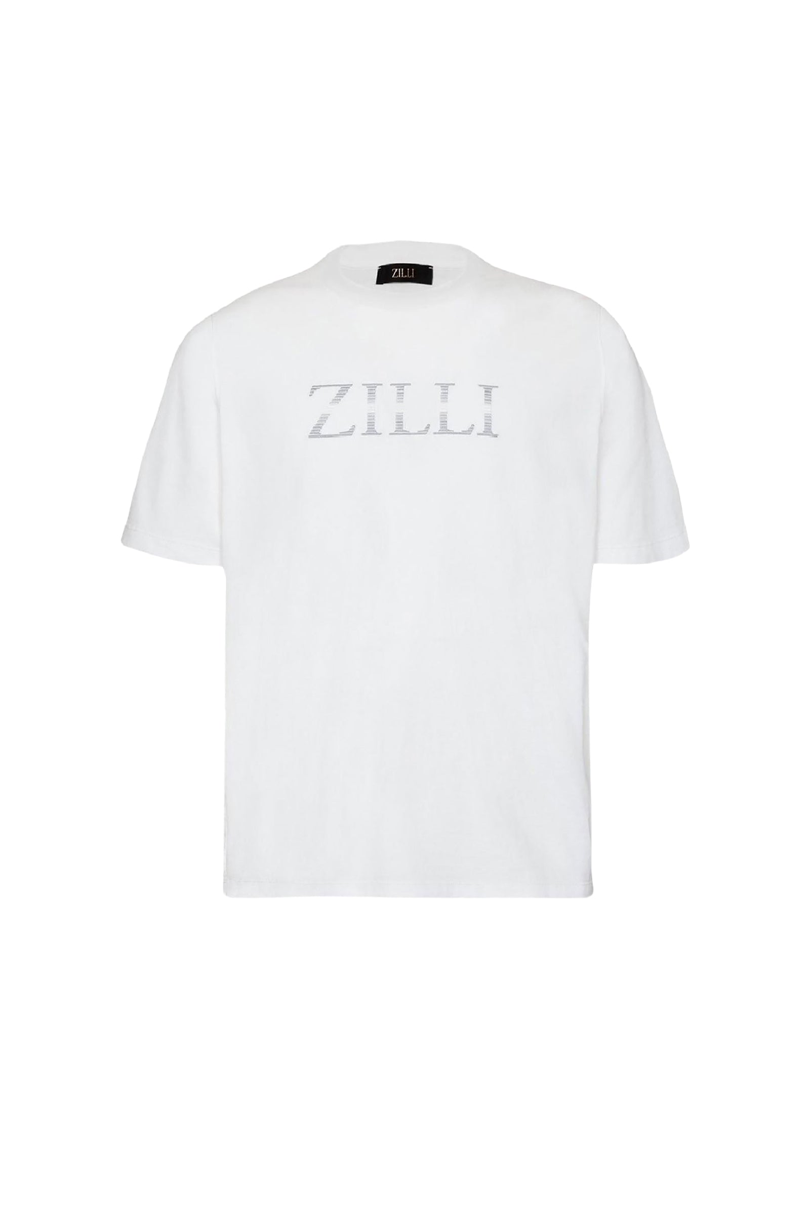 T-shirt à logo brodé avec motif rayé - Blanc