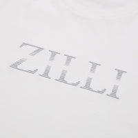 T-shirt à logo brodé avec motif rayé - Blanc
