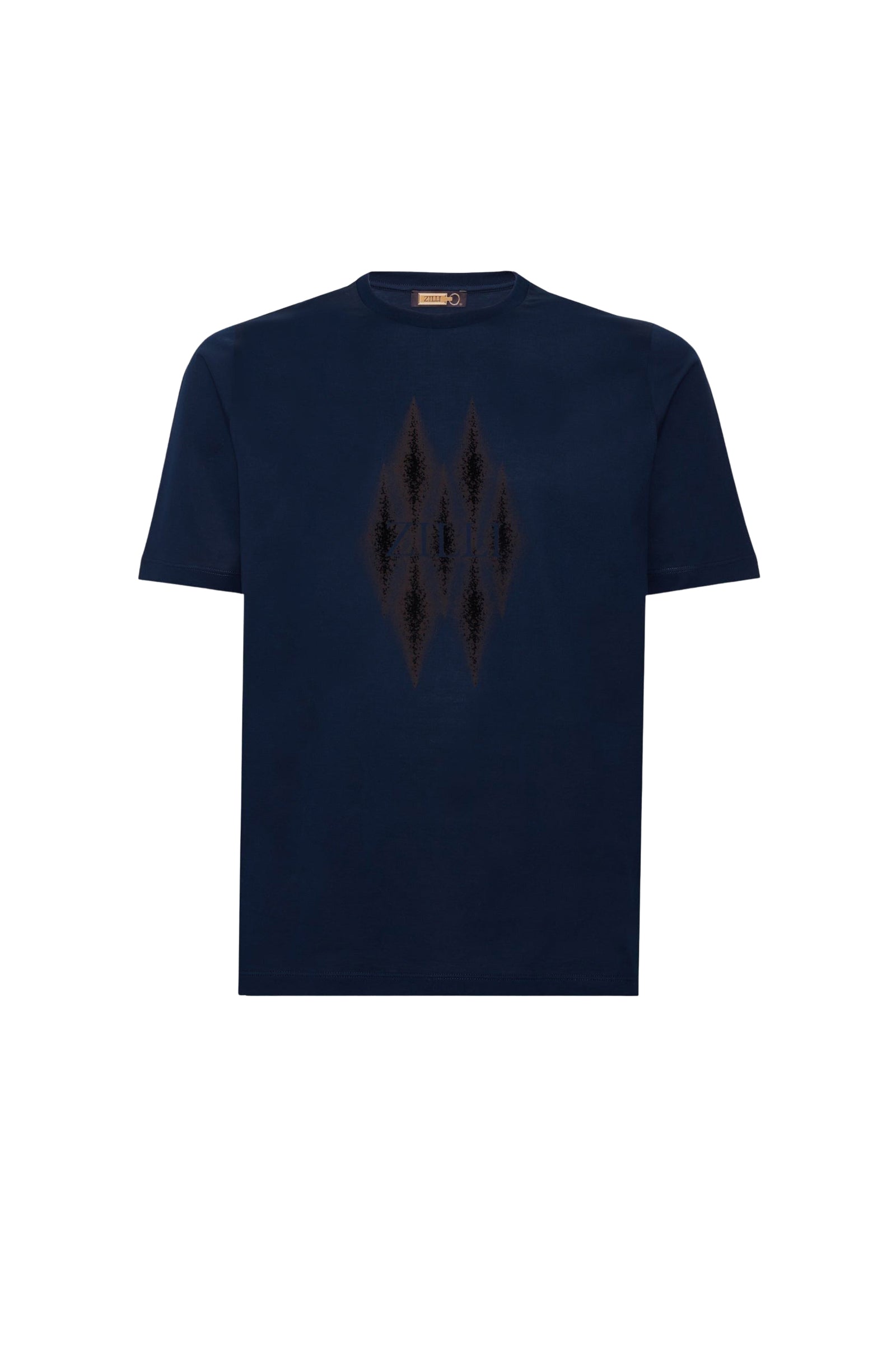 T-shirt à motif losange - Bleu & Marron
