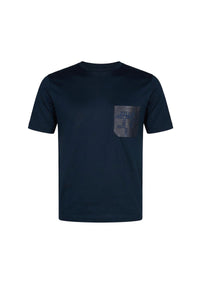 T-shirt à poche et motif brodé - Bleu