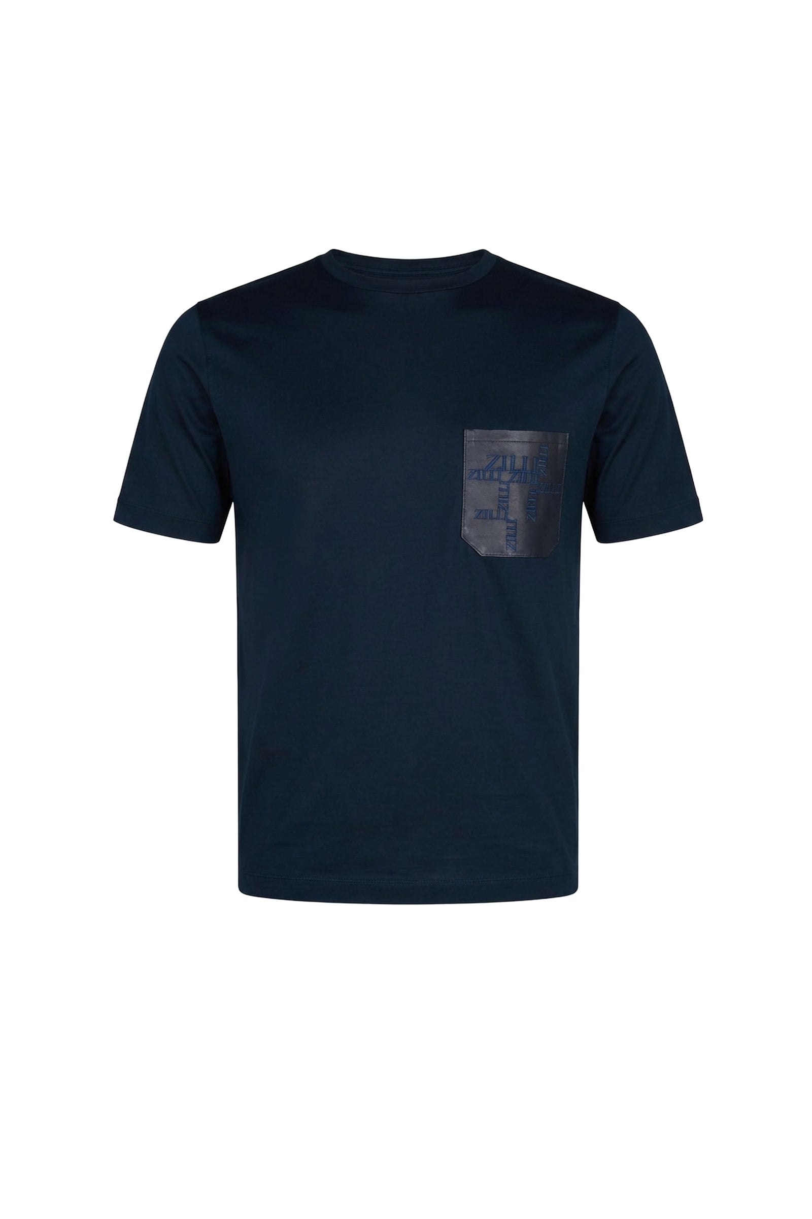 T-shirt à poche et motif brodé - Bleu